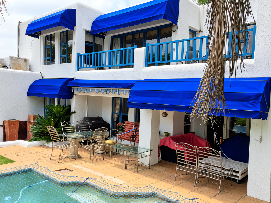 Folding arm awning installation on a luxury home patio — Cape Town and Johannesburg