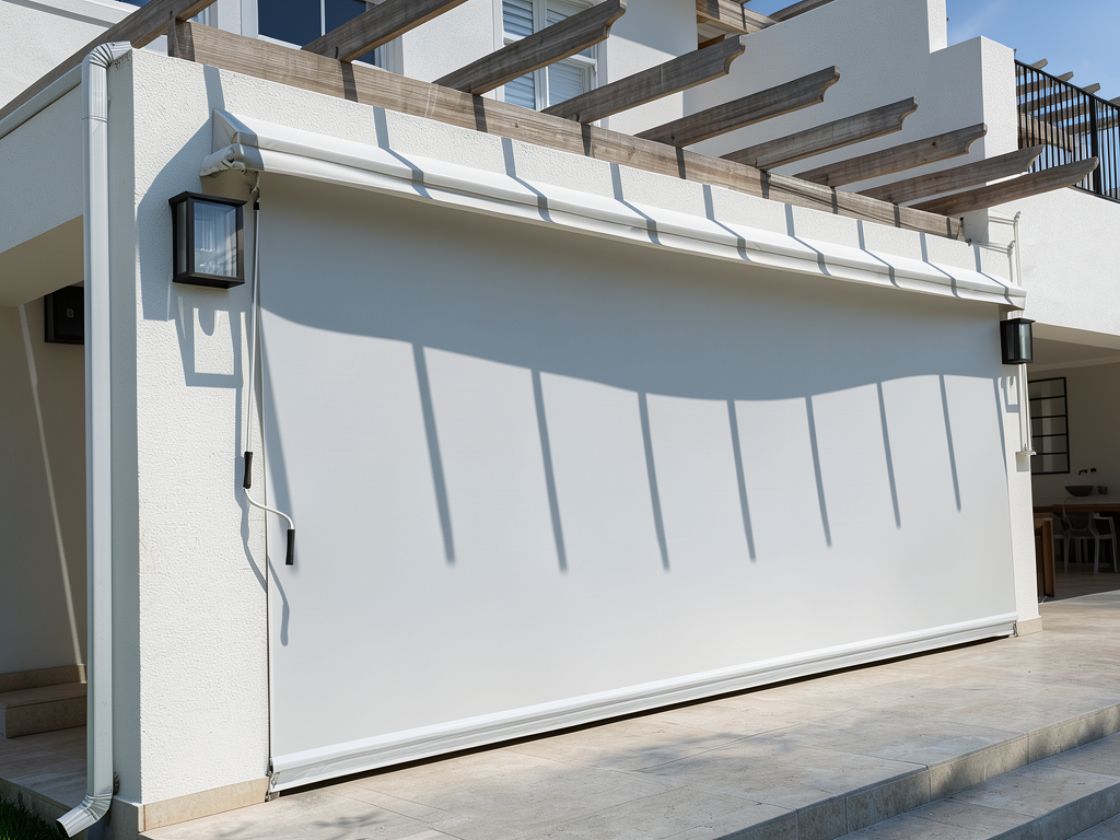 Motorised electric roller blinds installed in a modern home